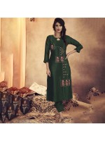 Glittering Dark Green Silk Readymade Designer Kurti